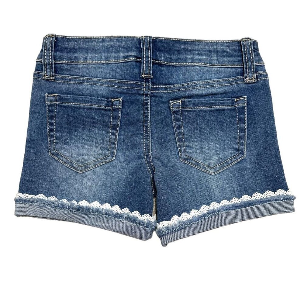 Hippie Girl NWT Girl Size 4 Shortie Reg Rise Stretch Lace Trim Jean Shorts - Picture 4 of 5
